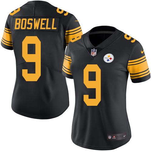 Nike Steelers #9 Chris Boswell Black Women's Stitched NFL Limited Rush Jersey